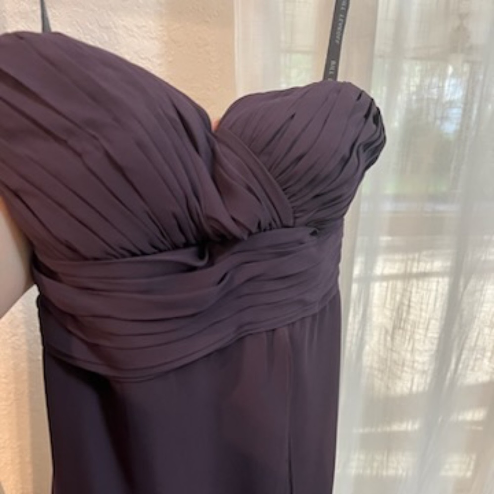 Strapless purple formal dress